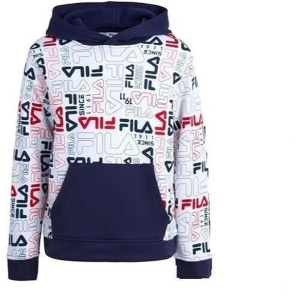 Fila Boys Active Hoodie Sweatshirt Navy Classic Logo Size Small (8) New - Picture 1 of 11